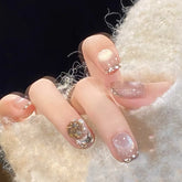 Heißer Verkauf 3D Nail Art Design Gel Nagel Zubehör Mode Katzenauge Nude Drücken Sie auf Nägel